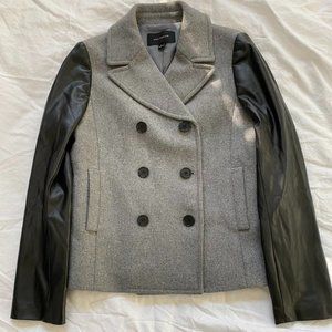 Ann Taylor Wool Jacket with Faux Leather Sleeves